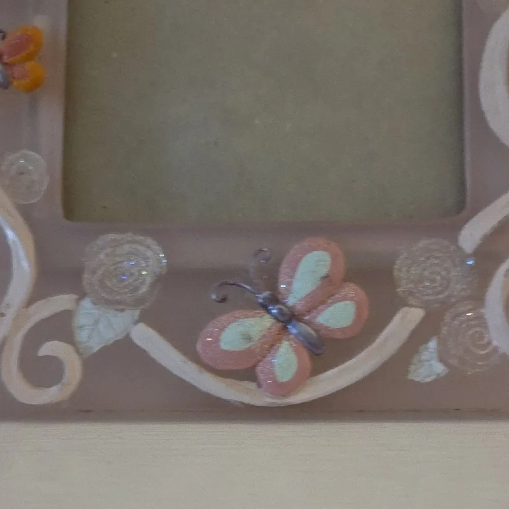 Butterfly Accented Pink Photo Frame